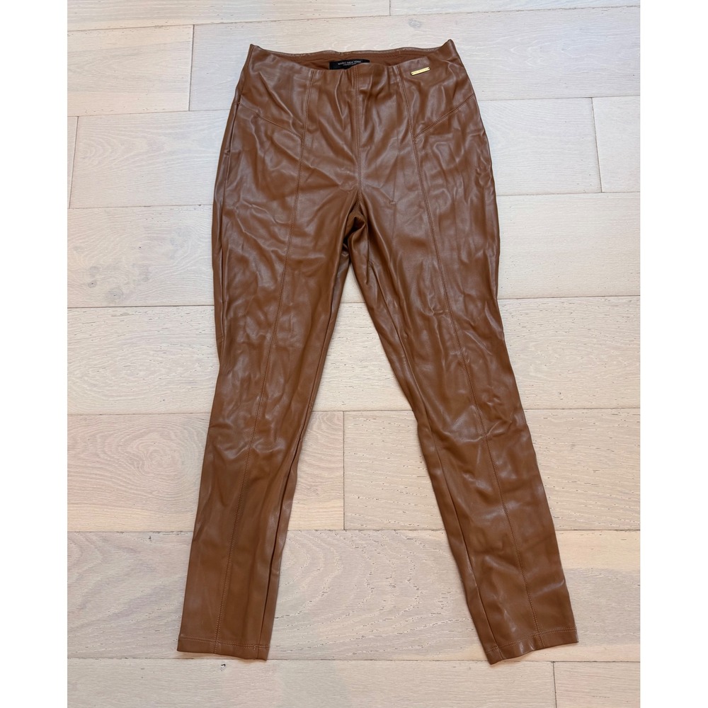 Marc New York Leggings Women's Medium Brown Pull On Skinny Pants Vegan Leather